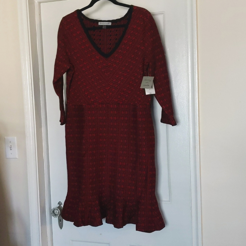 Red and Black Sweater Dress